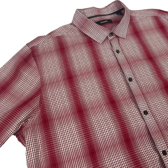 Alfani Mens Short Sleeve Shirt Red White Plaid XXL - Picture 4 of 8